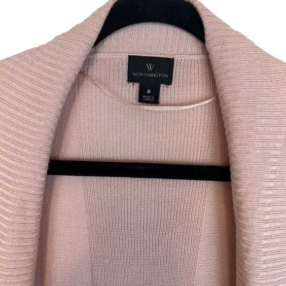 Worthington Long Sleeve Duster Cardigan Light Pink Size Small Career Casual - Picture 3 of 4